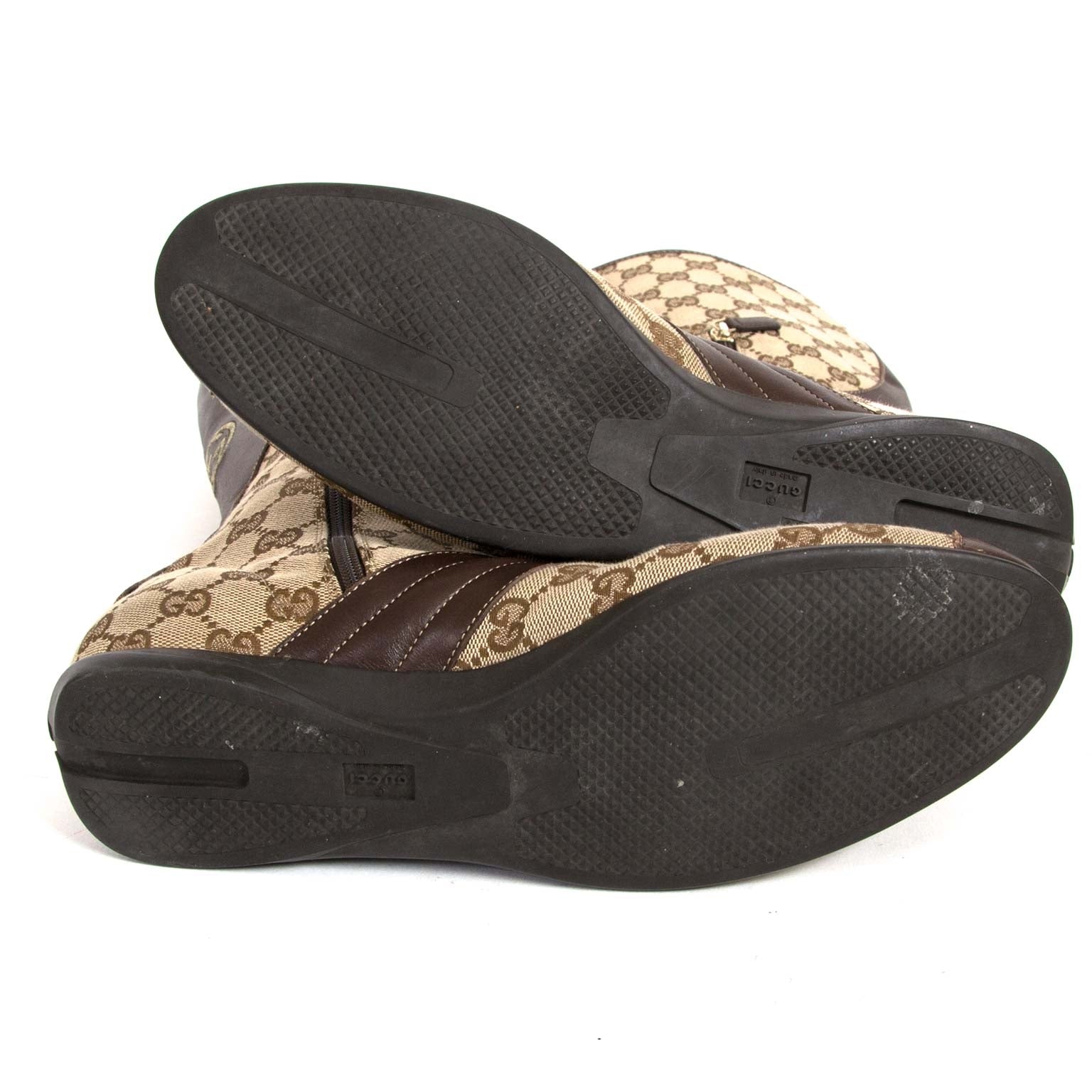 gucci monogram lace-up boots now for sale at labellov vintage fashion webshop belgium
