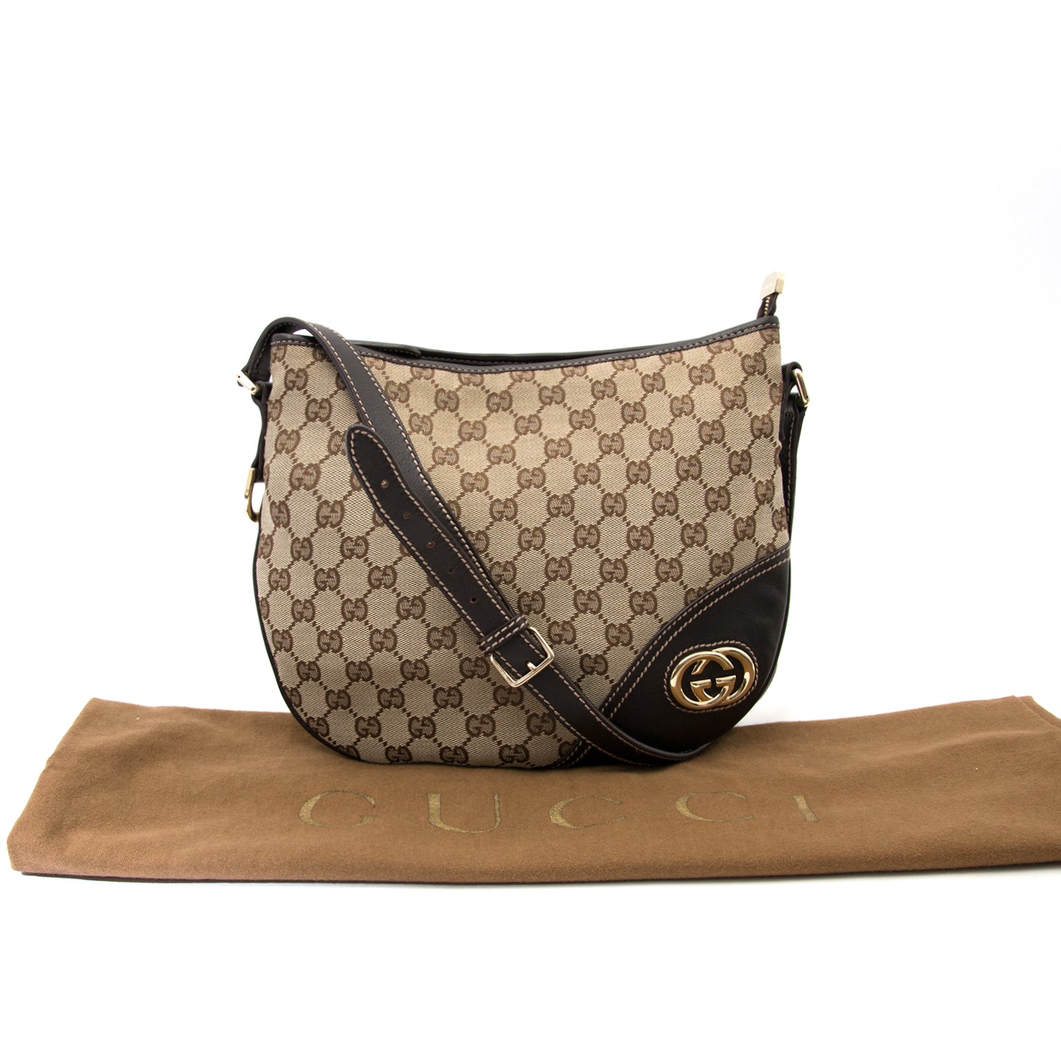 Koop nu veilig een echt Gucci monogram cross body op www.labellov.com