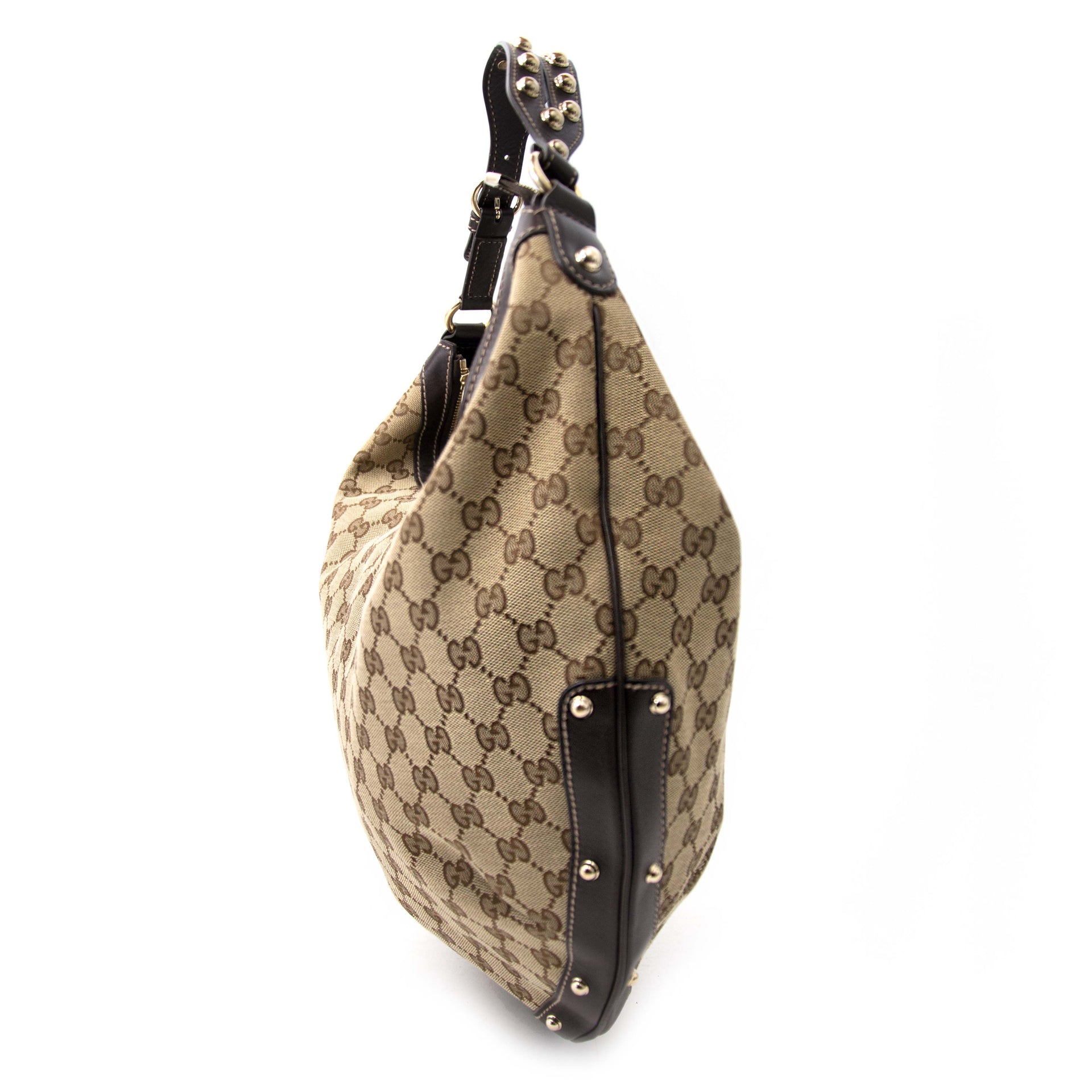koop nu veilig en aan de beste prijs Gucci Monogram Fabric Hobo Bag