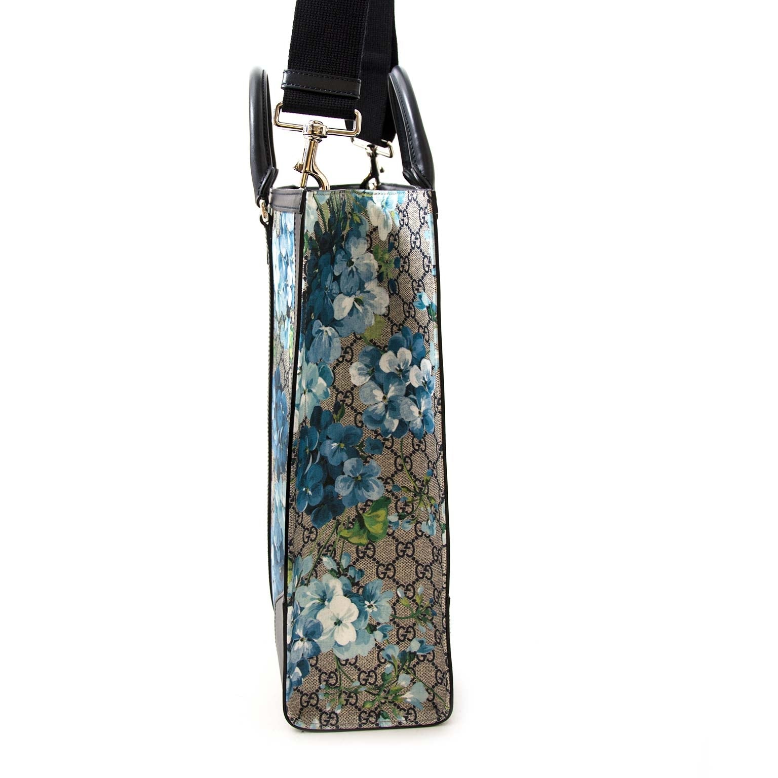 acheter en ligne seconde main Gucci Supreme Monogram Blooms Print Tote Blue