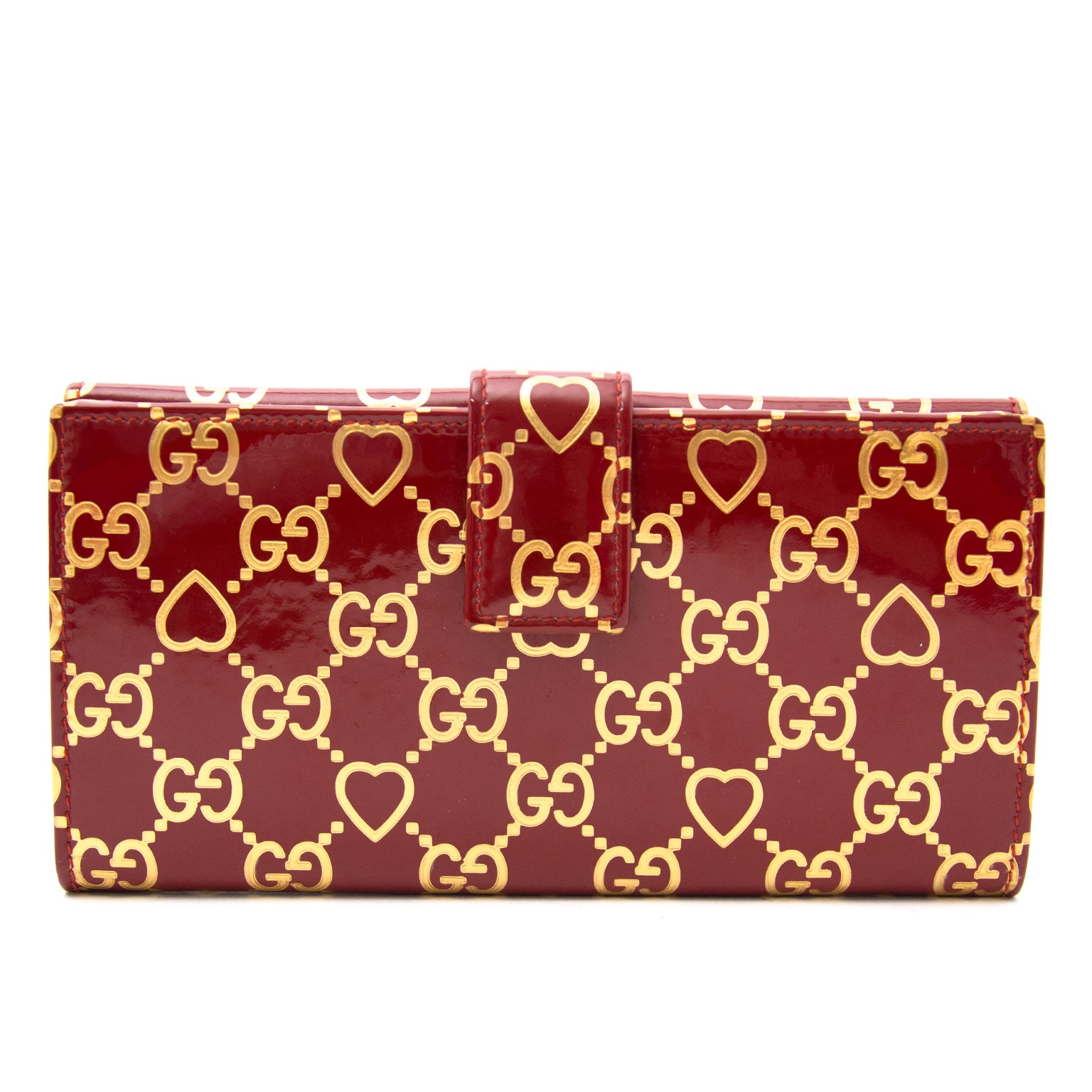 Acheter Gucci Red Monogram Heart Wallet en ligne