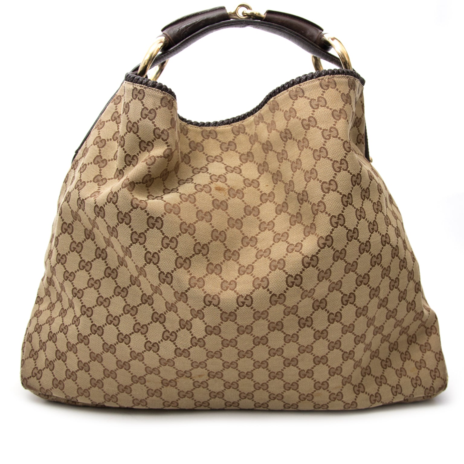 We buy and sell your secondhand designer handbags for the best price Gucci Brown Monogram Horsebit Bag