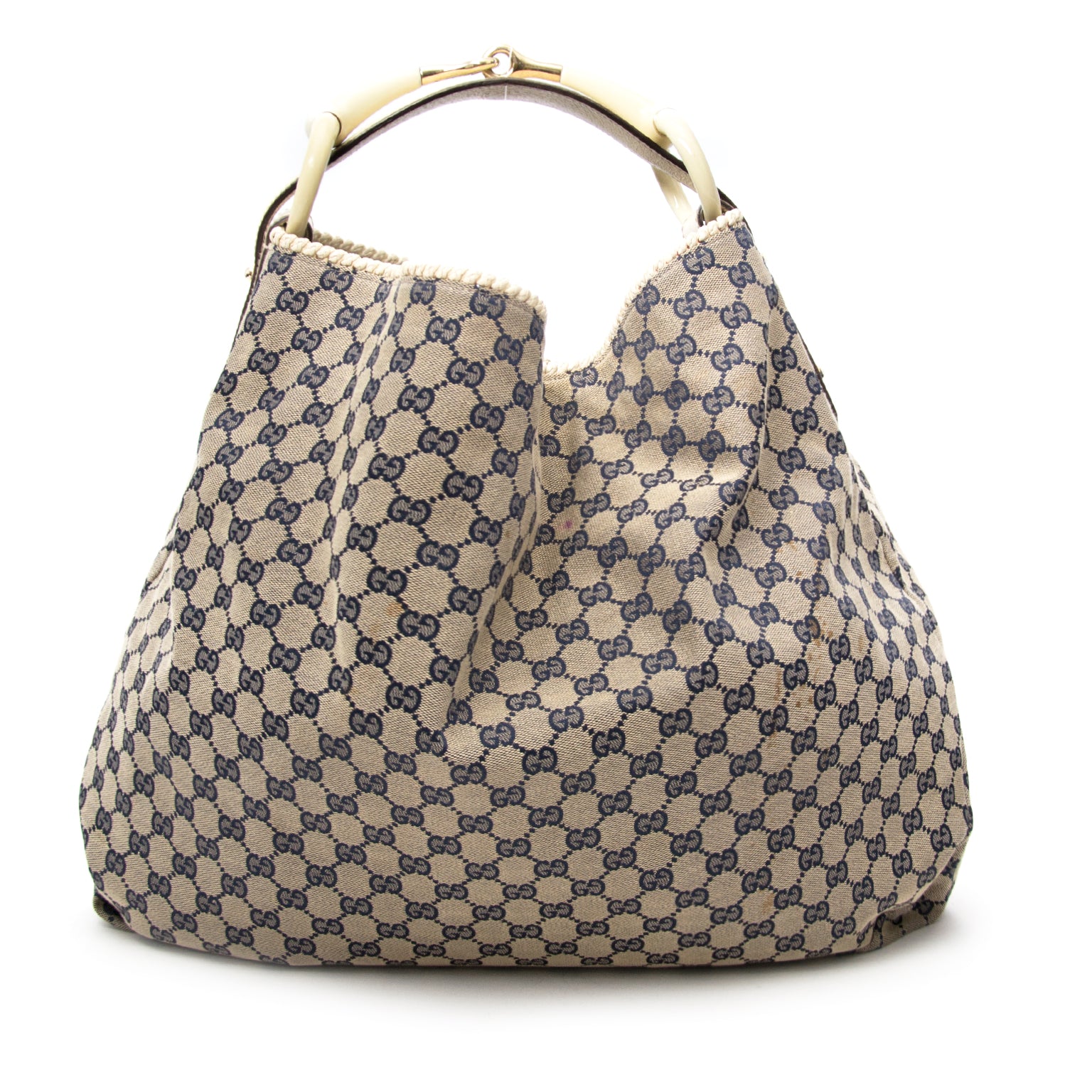 Gucci Blue Supreme Canvas Horsebit Hobo Bag safe and secure online shopping at Labellov.com