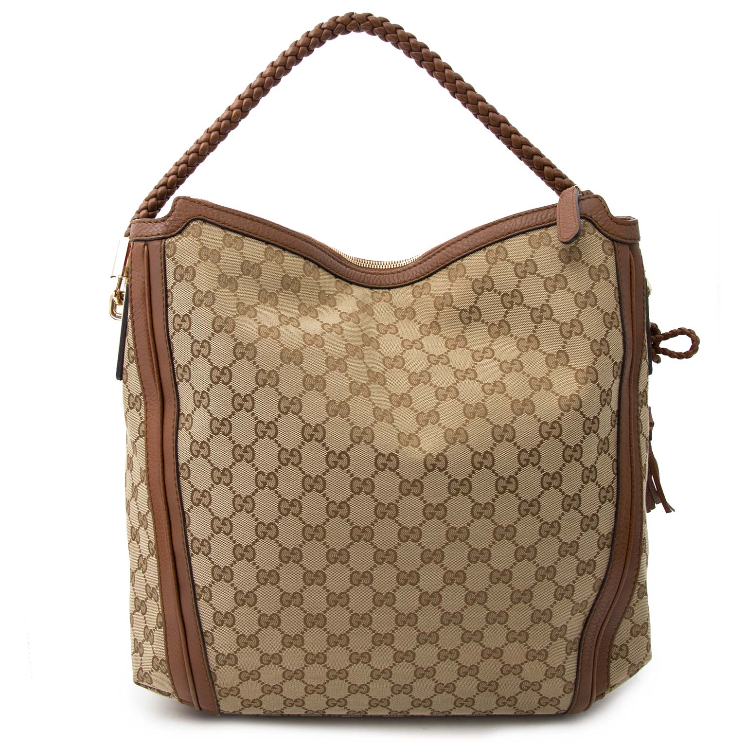 Gucci Beige/Brown GG Canvas Bella Large Hobo Bag merkhandtassen aan de beste prijs