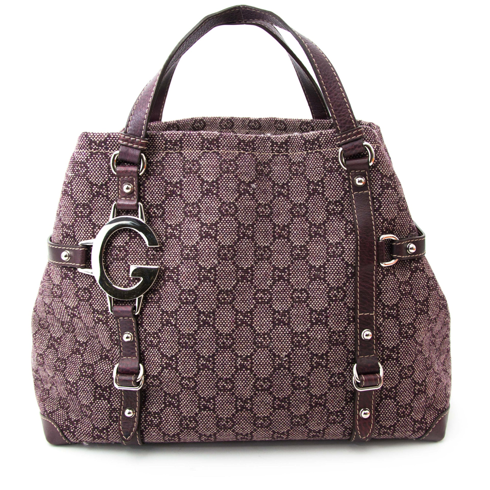 Gucci Monogram Tweed Monogram Plum Shopper for the best price available online