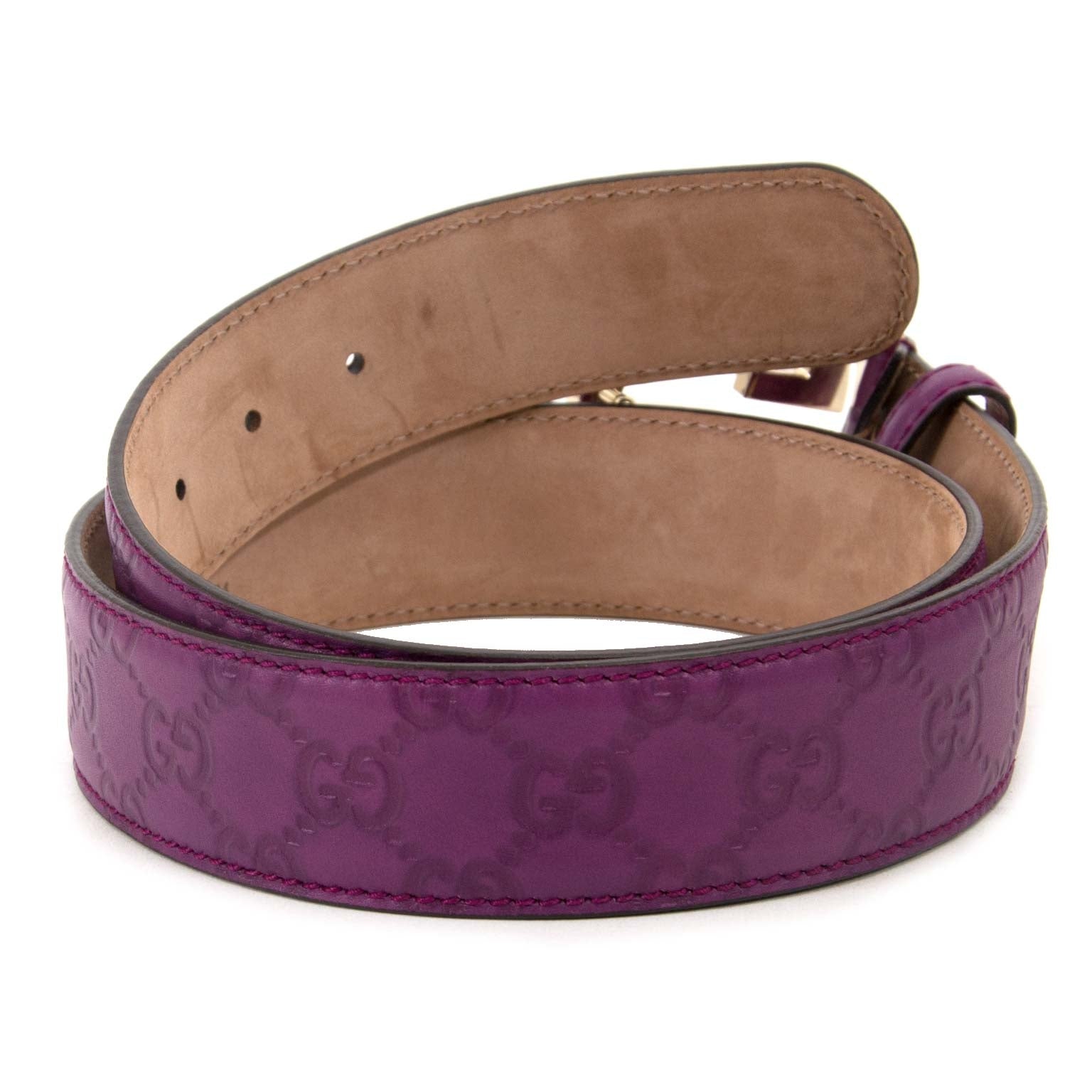 gucci purple monogram interlocking g belt now for sale at labellov vintage fashion webshop belgium