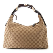 gucci brown monogram horsebit hobo bag now for sale at labellov vintage fashion webshop belgium