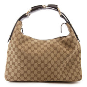 gucci brown monogram horsebit hobo bag now for sale at labellov vintage fashion webshop belgium