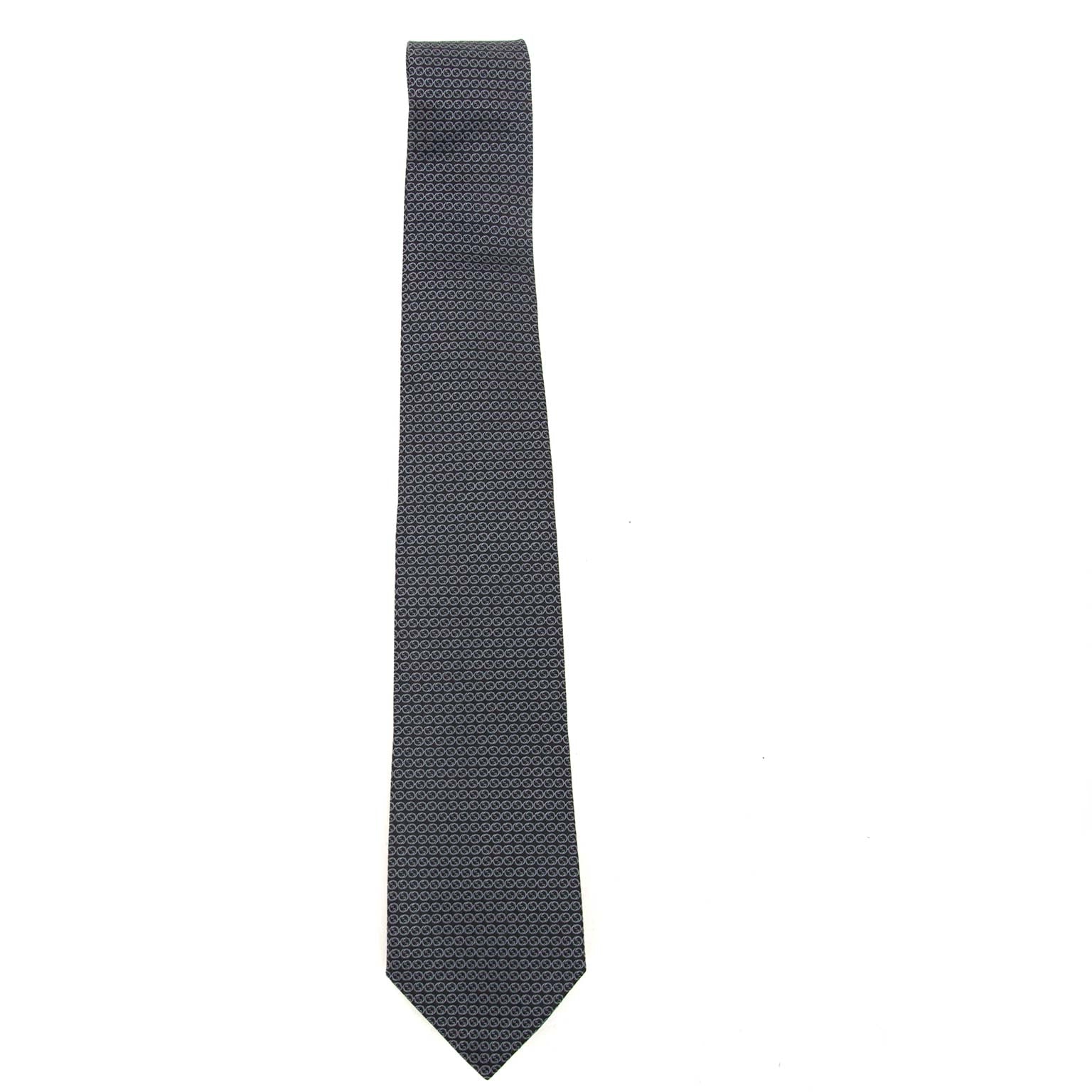 gucci grey silk tie now for sale at labellov vintage fashion webshop belgium