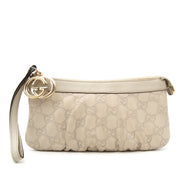Gucci Crèmekleurige Lederen Guccissima Clutch nu online op labellov.com tegen de beste prijs.