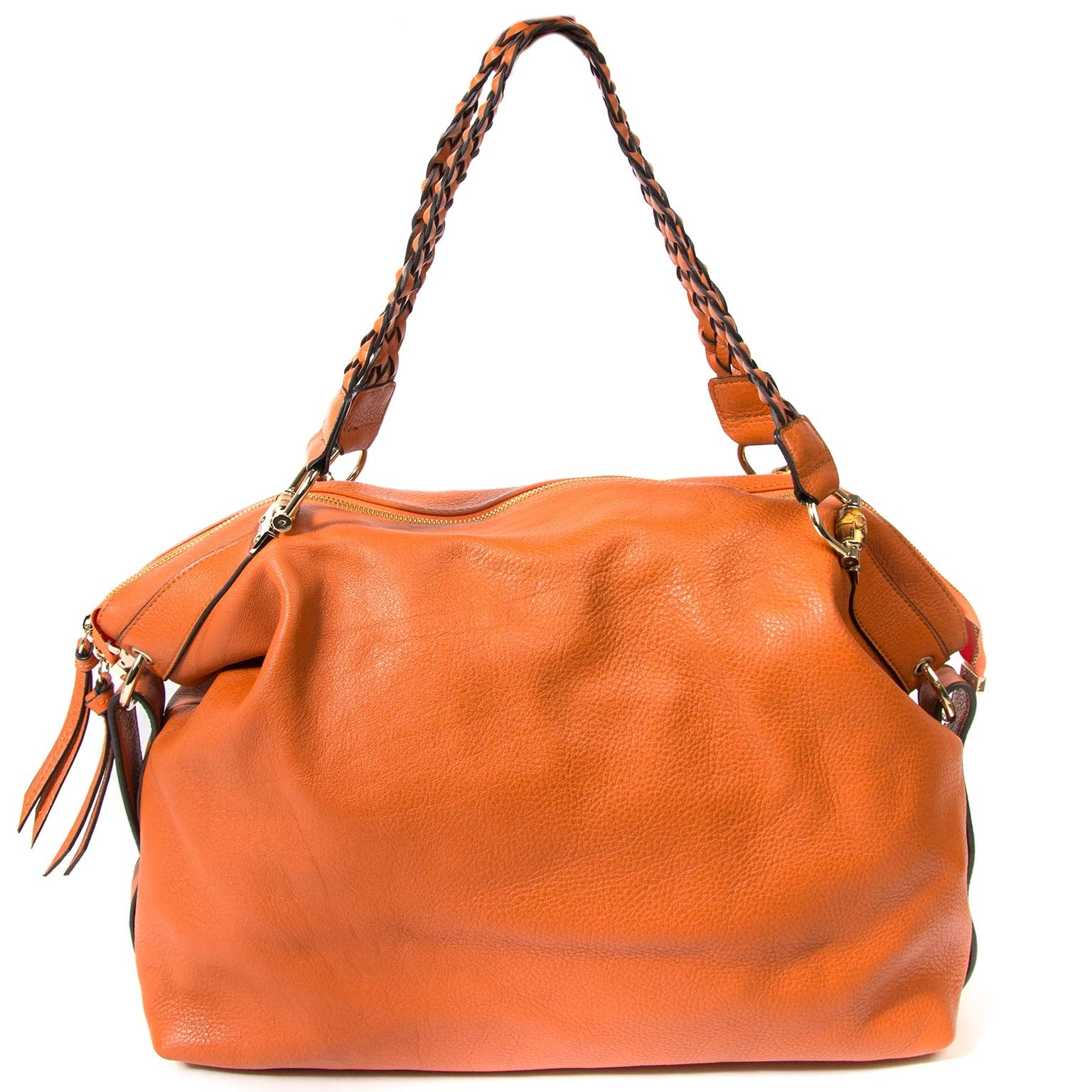 gucci orange 'bamboo bar' shoulder bag at labellov vintage fashion webshop belgium