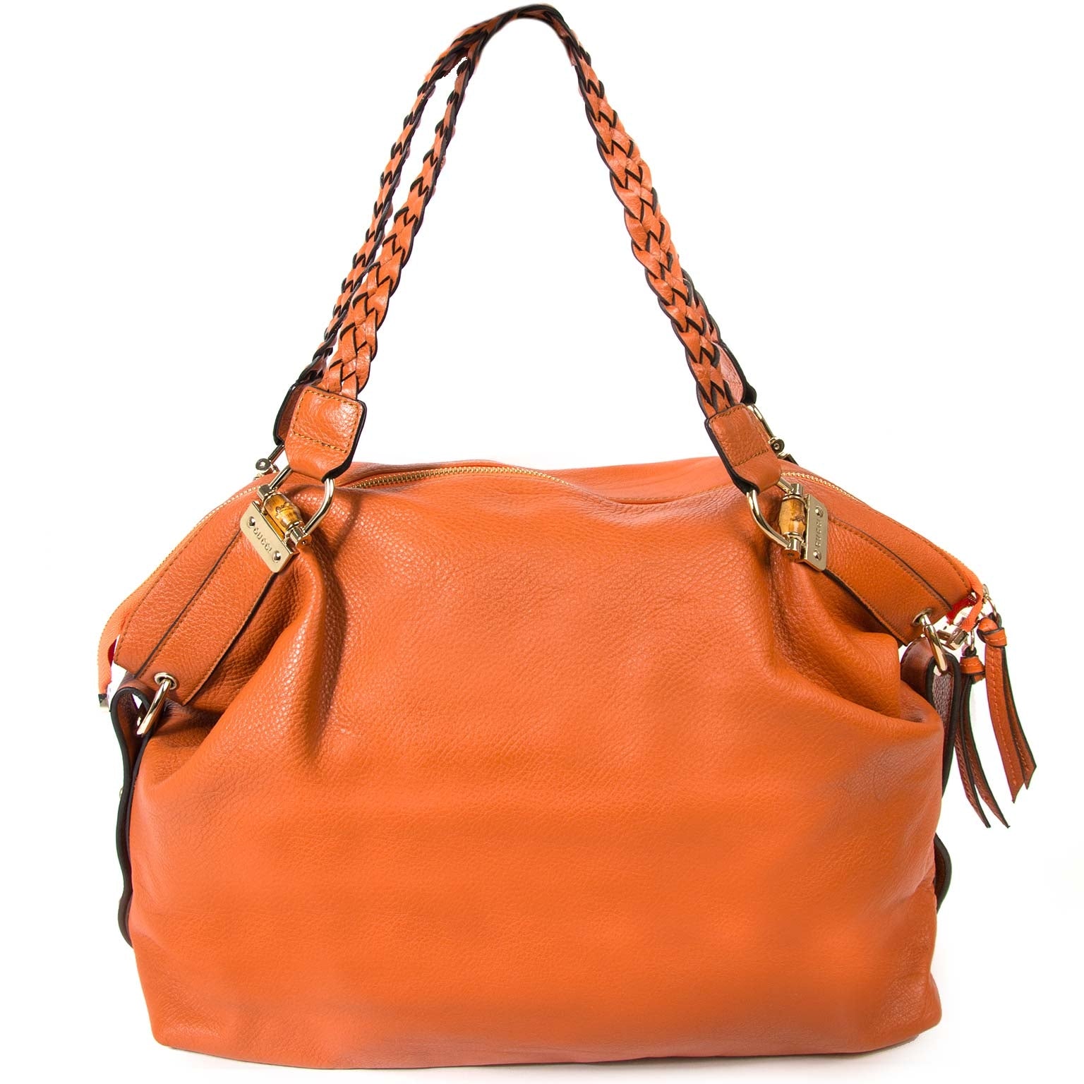 gucci orange 'bamboo bar' shoulder bag at labellov vintage fashion webshop belgium