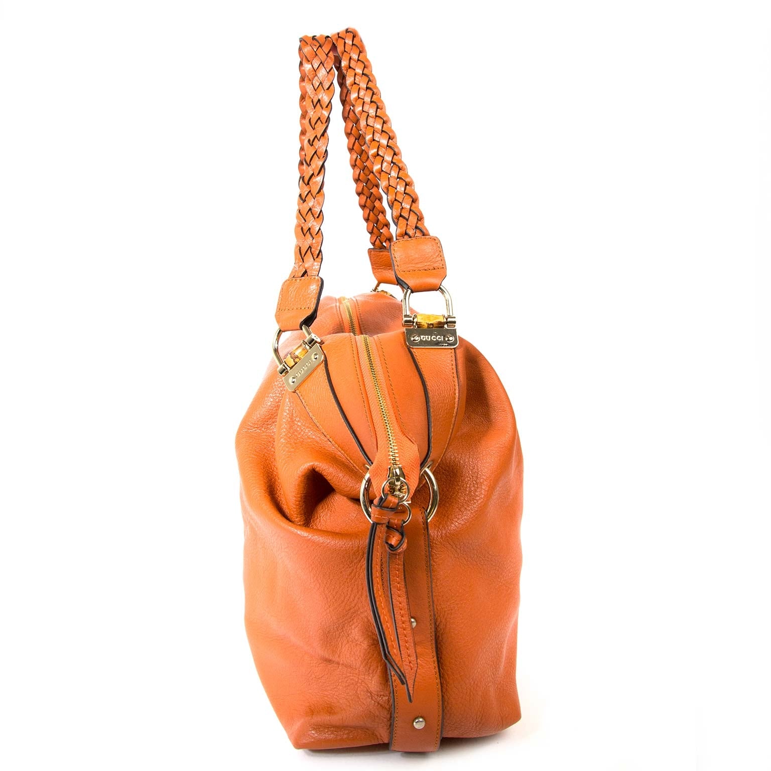 gucci orange 'bamboo bar' shoulder bag at labellov vintage fashion webshop belgium