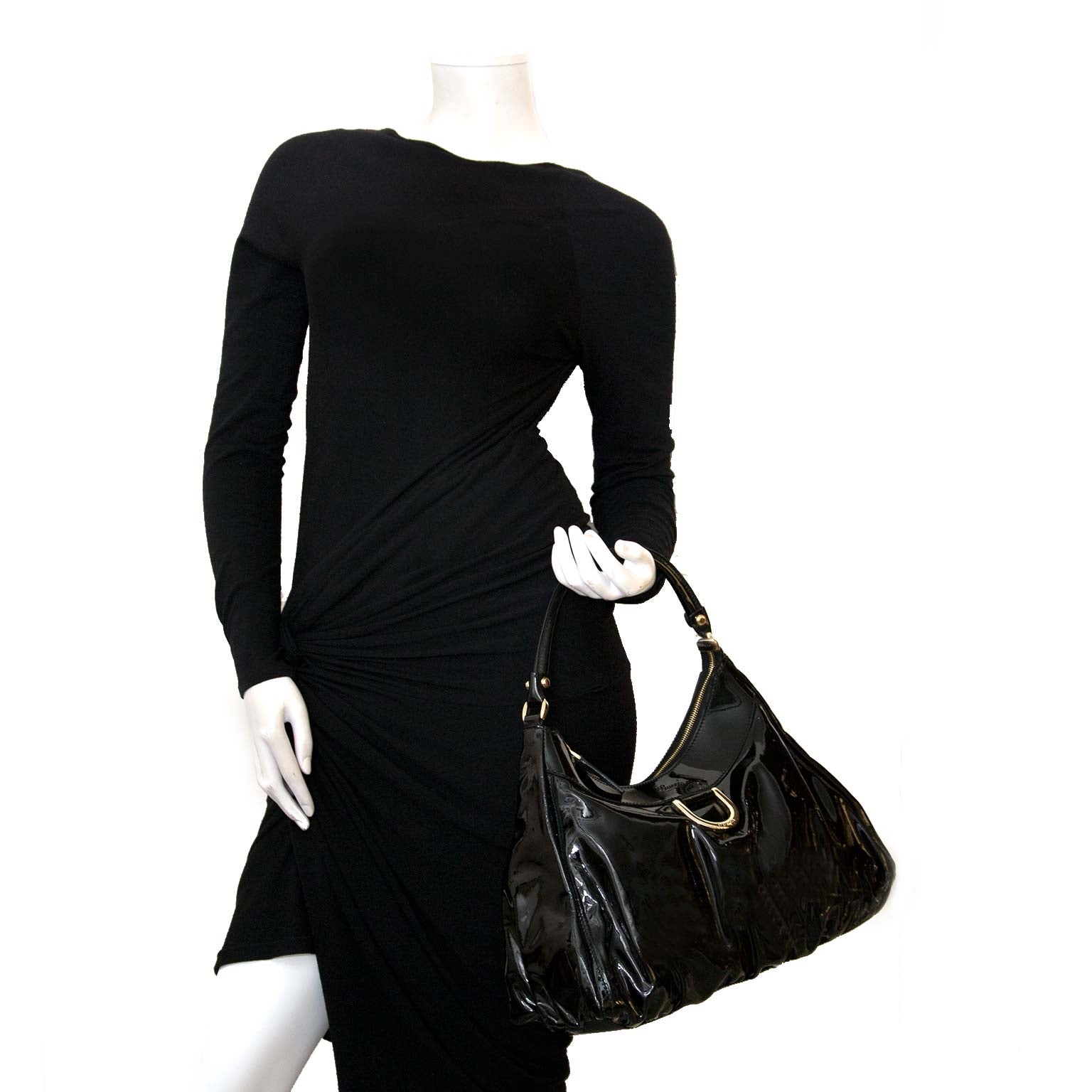gucci abbey patent black shoulder bag now for sale at labellov vintage fashion webshop belgium