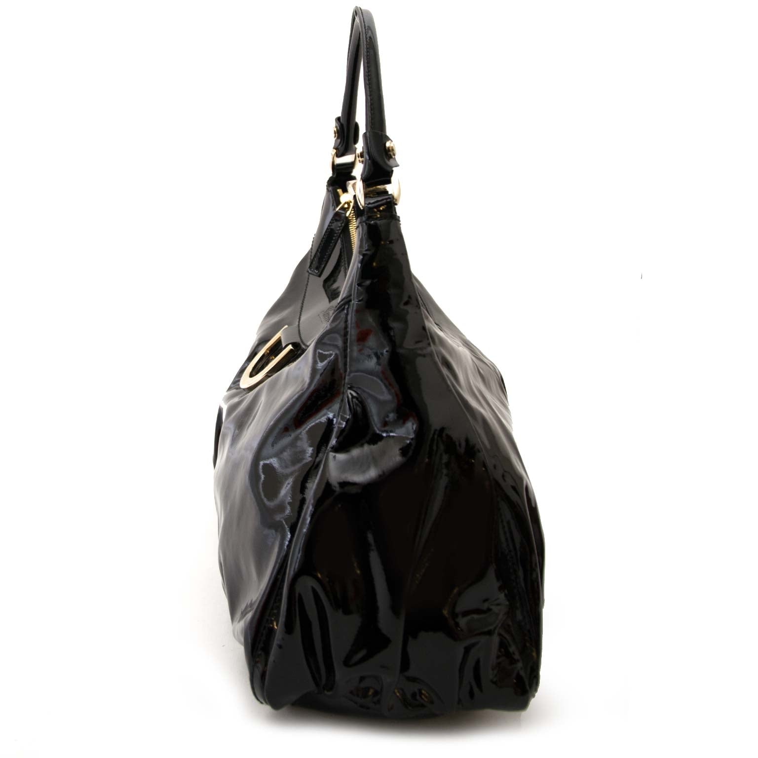gucci abbey patent black shoulder bag now for sale at labellov vintage fashion webshop belgium
