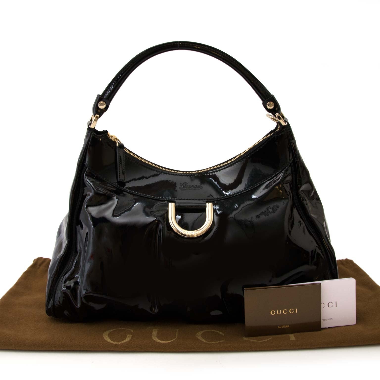 gucci abbey patent black shoulder bag now for sale at labellov vintage fashion webshop belgium