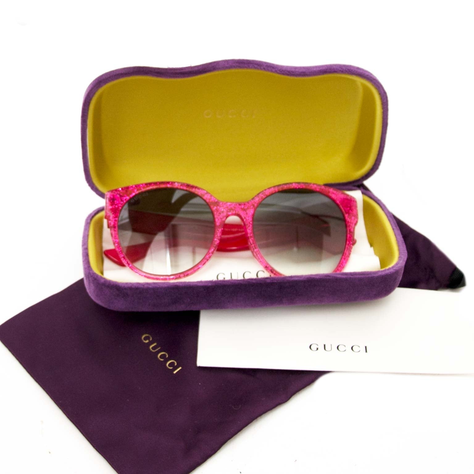 Gucci Pink Glitter Sunglasses for sale online at Labellov