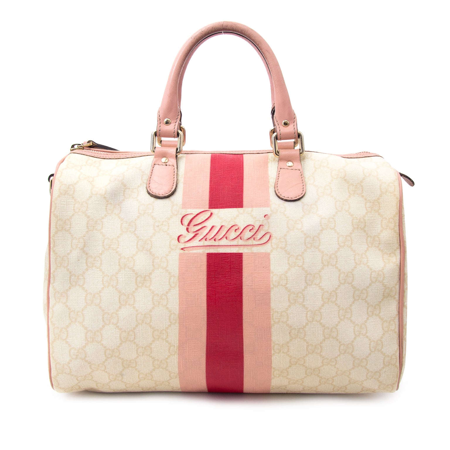 Bent u op zoek naar een Gucci Monogram Pink Boston Bag? Koop deze veilig en gemakkelijk bij Labellov