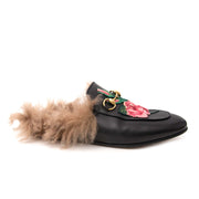 Gucci Princetown Embroidered Fur Slide Loafers for sale online at Labellov secondhand luxury