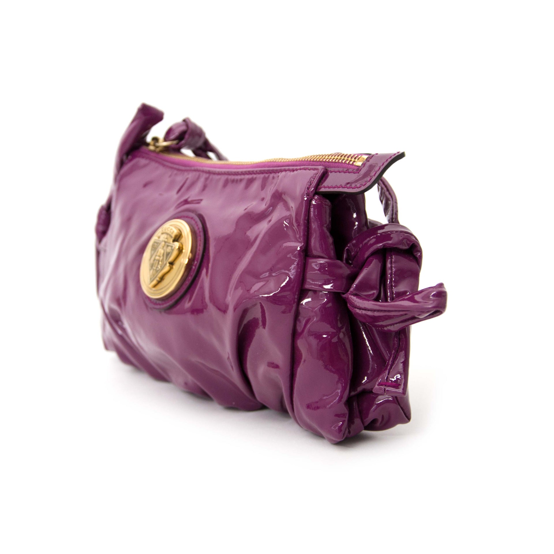 Authentieke paarse tweedehands Gucci clutch
