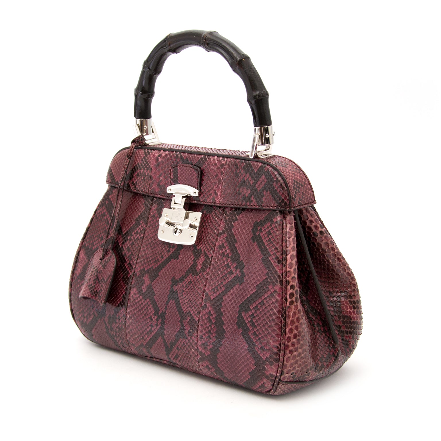 koop een Gucci Lady Lock Wine Python Top Handle Bag online.