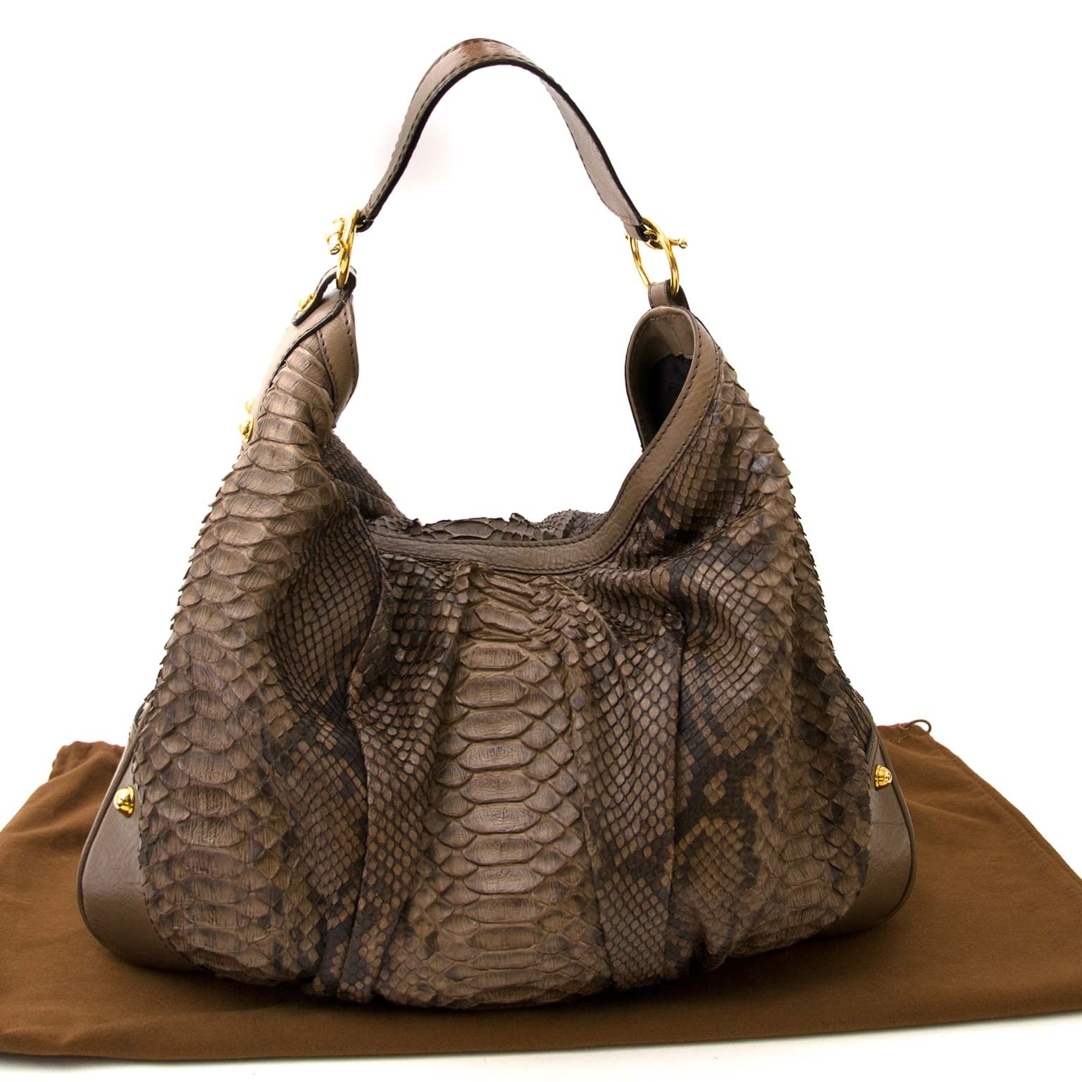 Gucci Python Jockey large taupe hobo bag now online at labellov.com