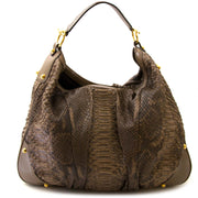 acheter en ligne chez labellov.com pour le meilleur prixGucci Python Jockey xl taupe hobo bag