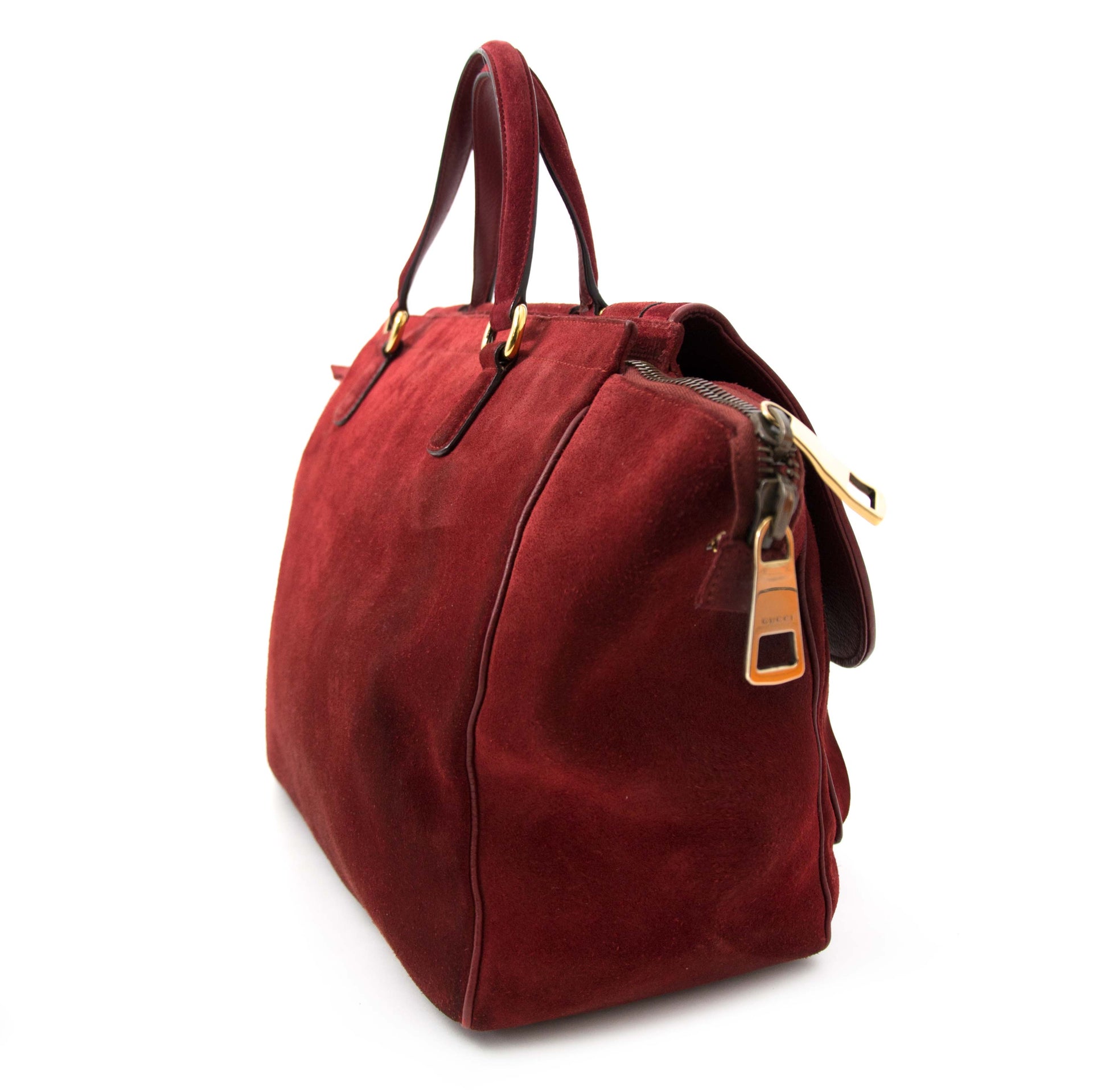 acheter en ligne seconde main sac a main Gucci 'Gucci 1973' Medium Suede Satchel