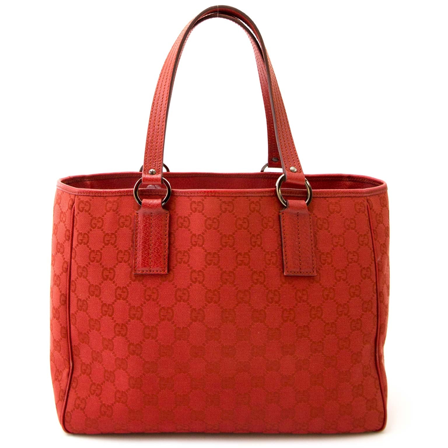 gucci red monogram canvas tote bag now online at labellov vintage fashion webshop belgium