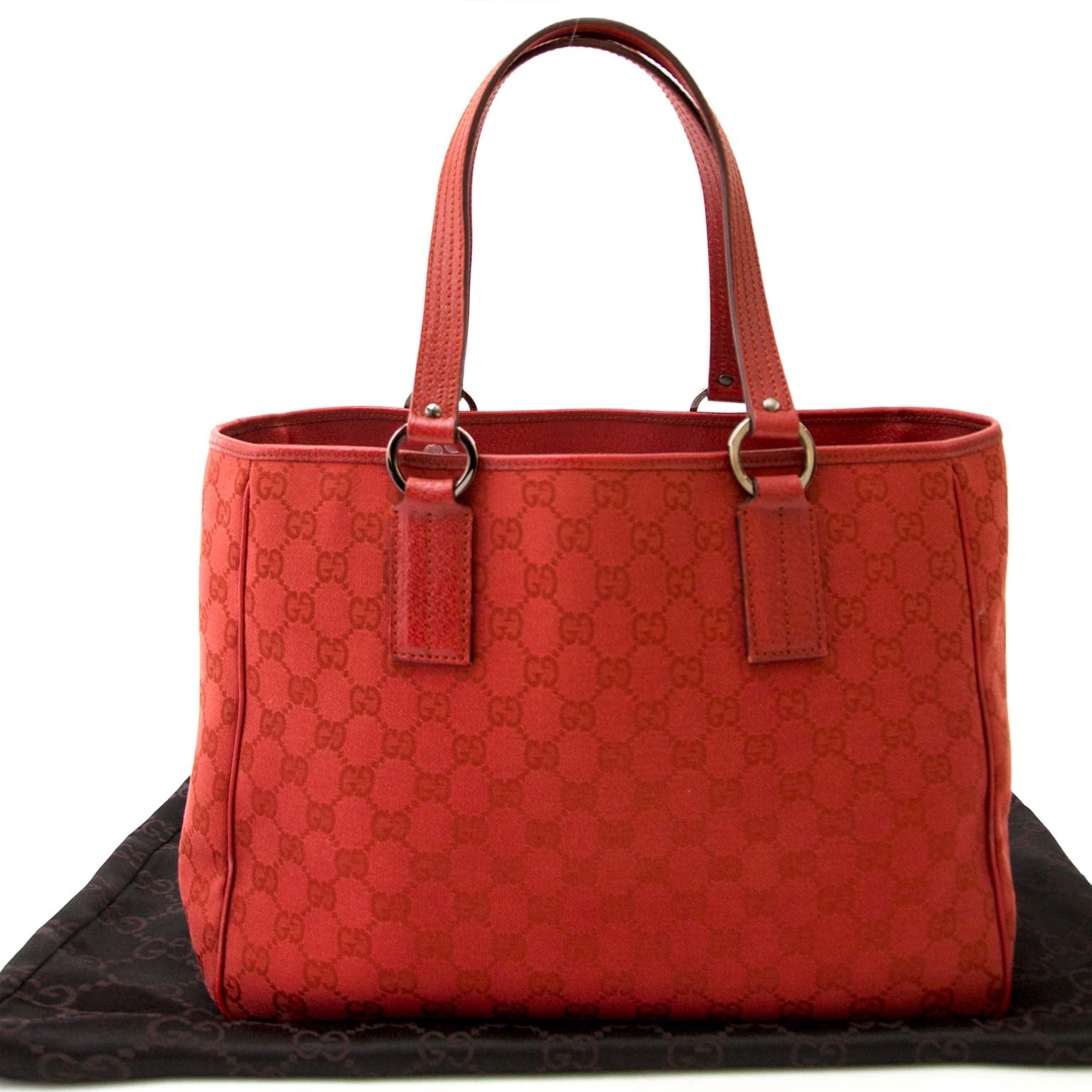 buy authentic gucci red monogram canvas tote bag now online at labellov vintage fashion webshop belgium