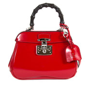 Gucci Lady Lock Bamboo Top Handle Red Leather Bag now for sale at labellov vintage fashion webshop belgium