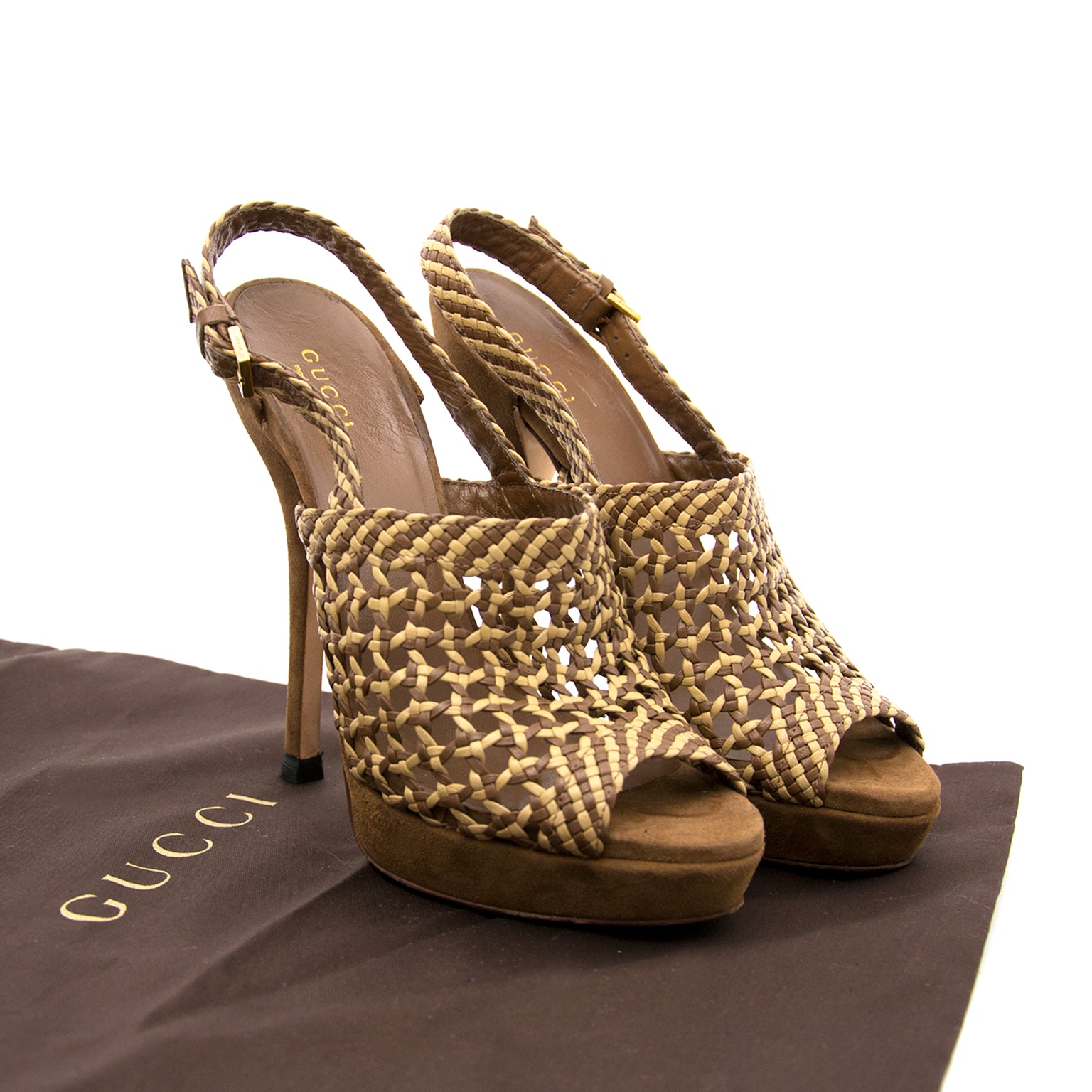 Acheter des Gucci Woven Leather Heels Size 37chez labellov.com