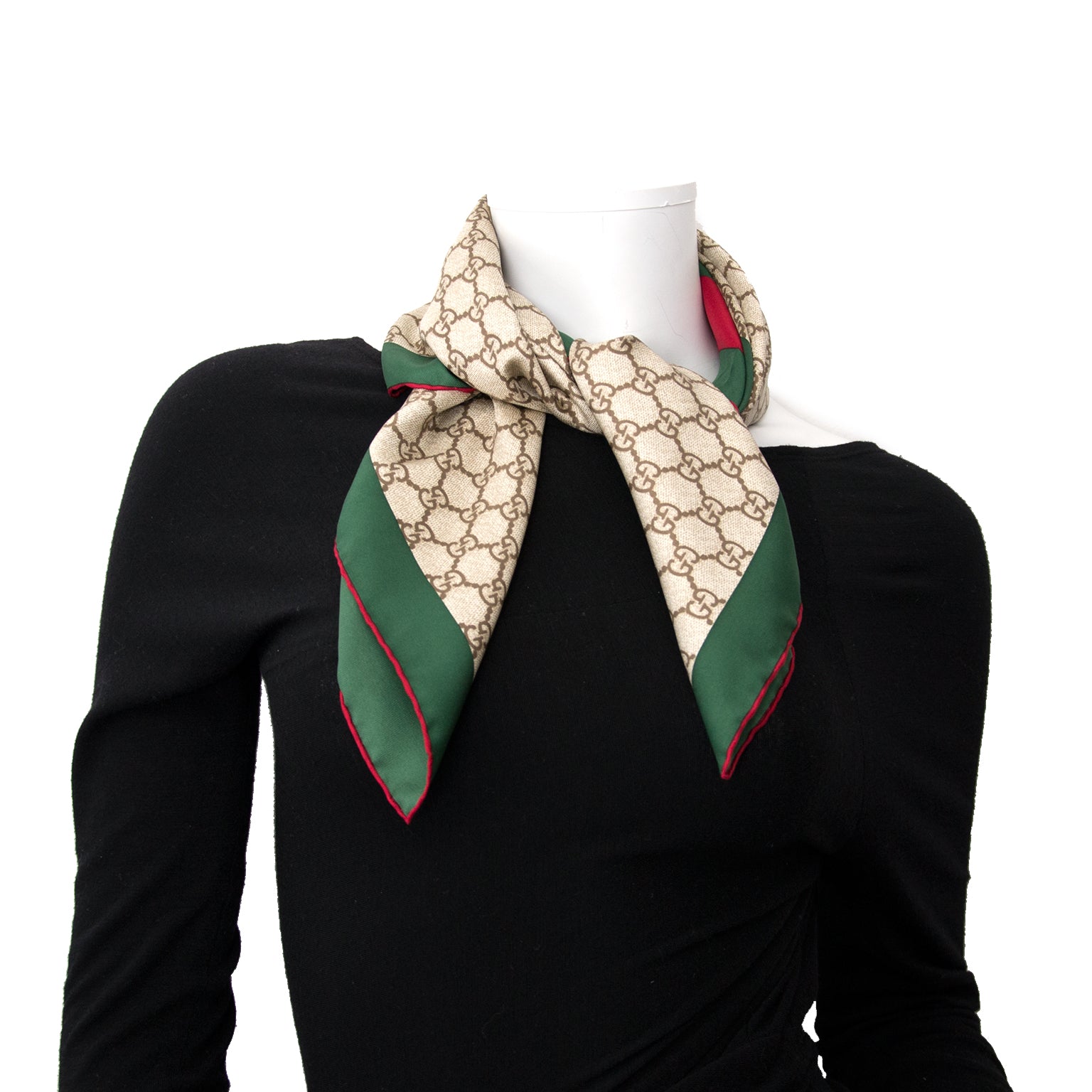 Koop een tweedehands Gucci Red Green Monogram Scarf aan de juiste prijs
