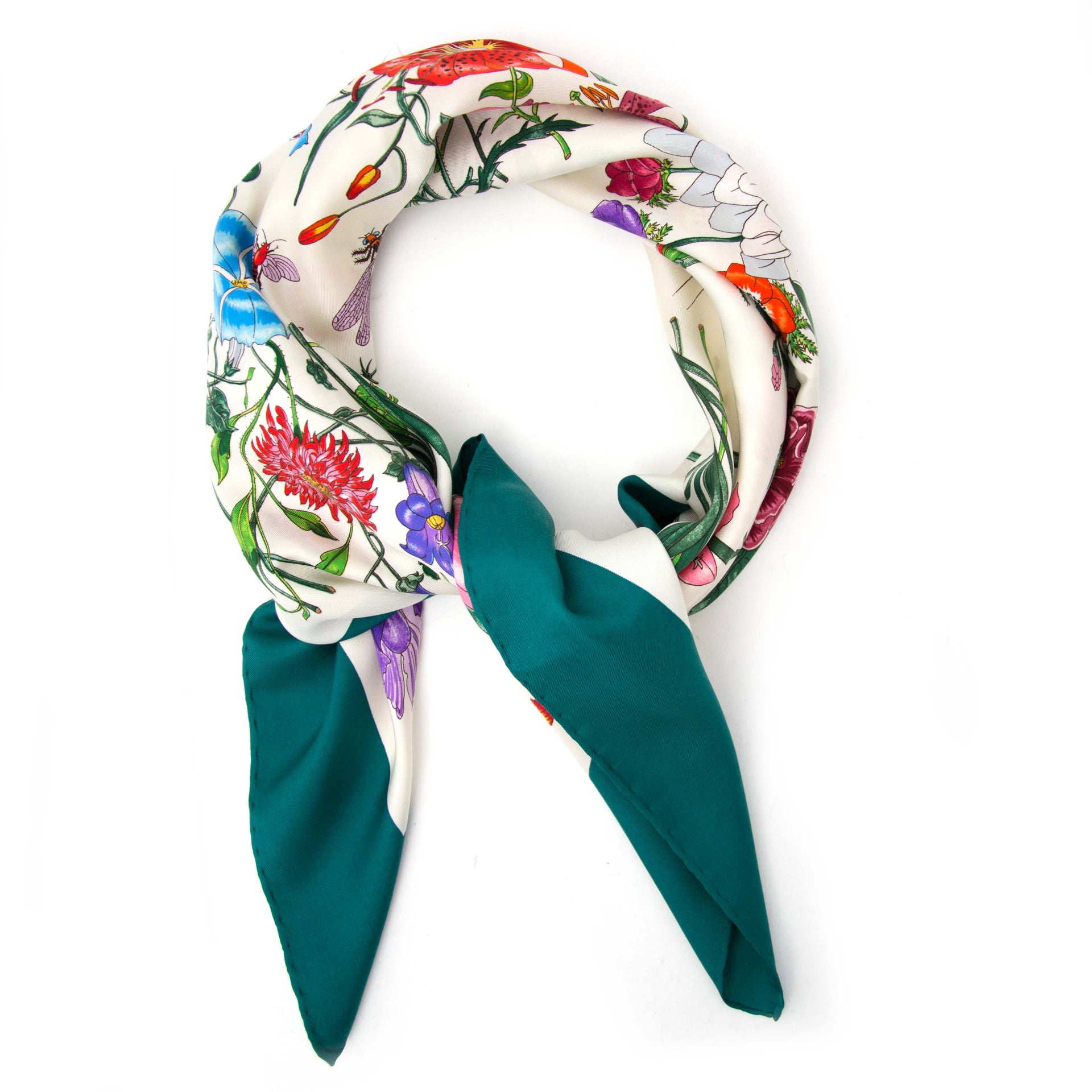 Gucci Groene Flora Zijden Sjaal