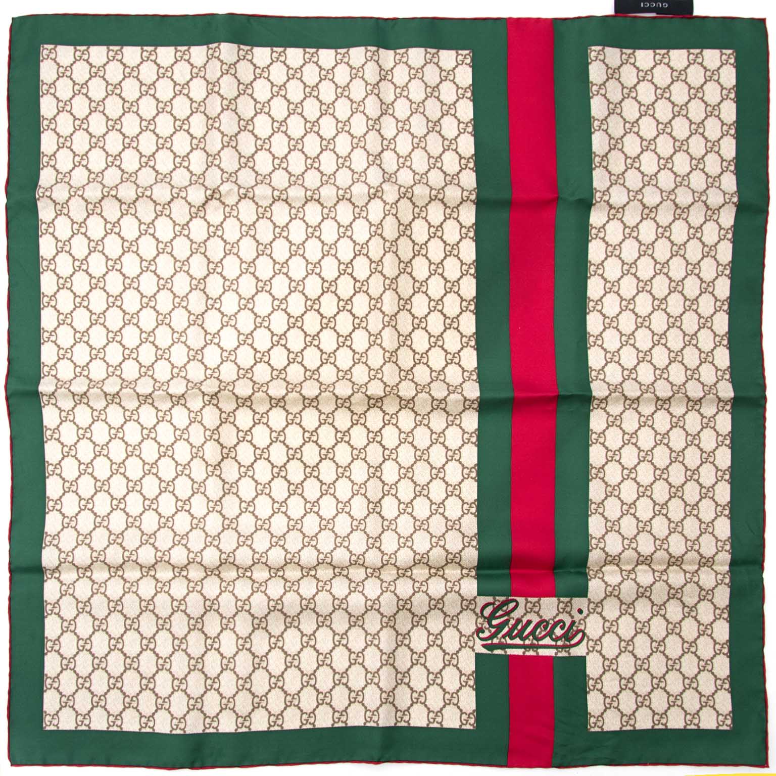 Acheter un Gucci Red Green Monogram Scarf en ligne chez Labellov.com.