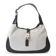 gucci black & white leather jackie bag now for sale at labellov vintage fashion webshop belgium