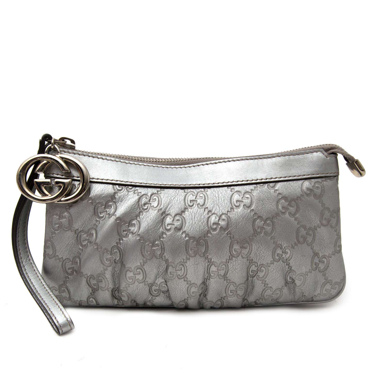 Buy your authentic Gucci Silver Monogram Pochette