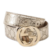 gucci metallic silver interlocking G belt now for sale