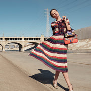 Gucci Striped Pleated Metallic Knitted Dress