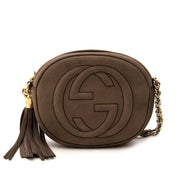 shop safe online secondhand Gucci Taupe Nubuck Mini Soho Chain Bag