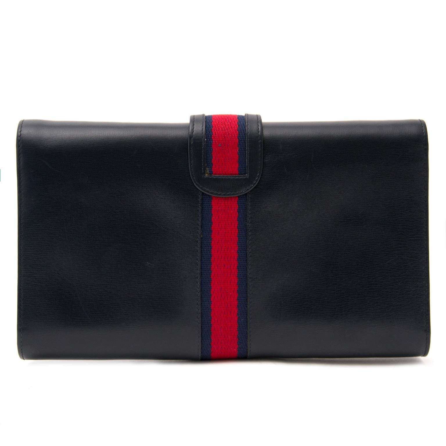 Gucci Vintage Dark Blue Web Clutch