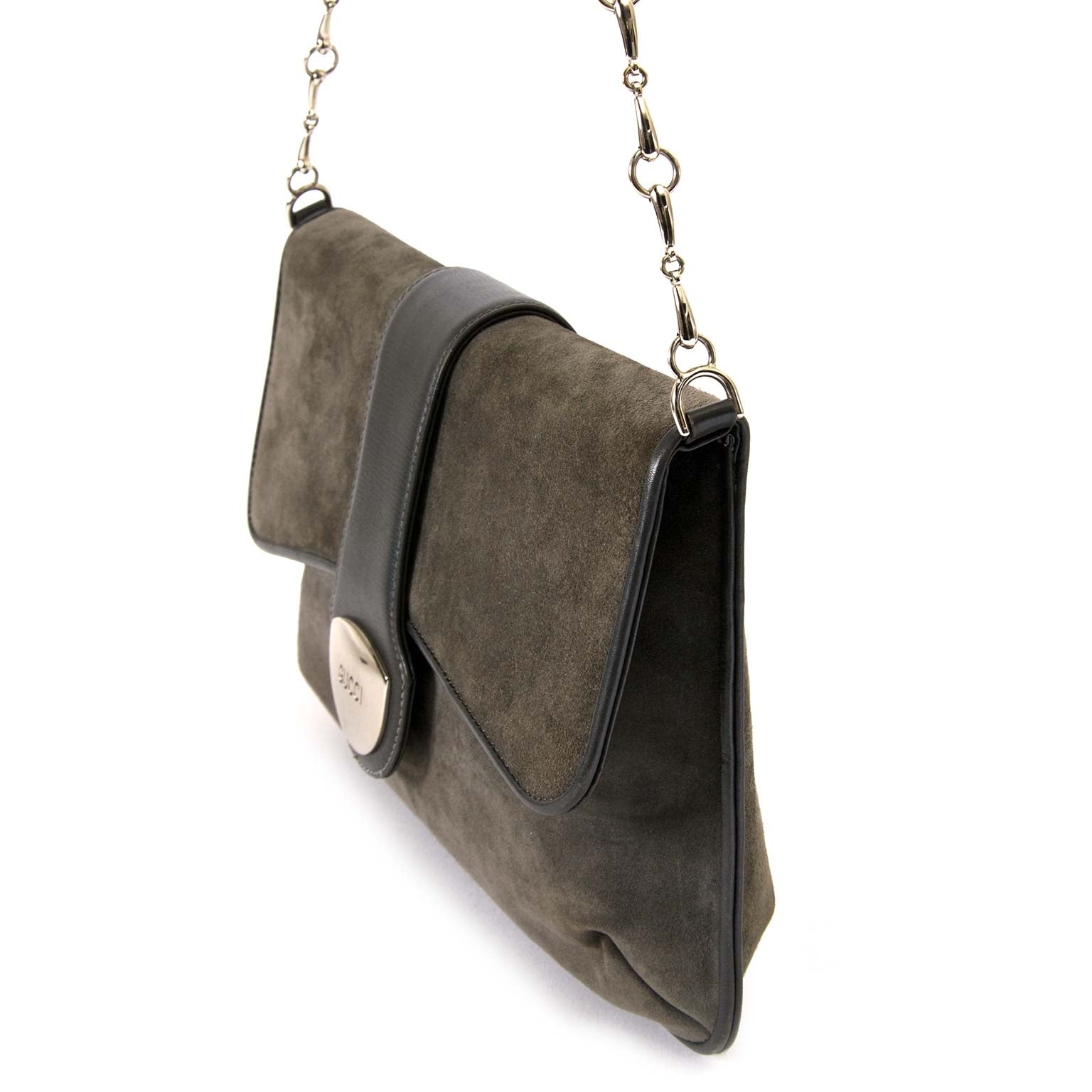 Gucci Grey Suede Shoulder Bag for the best price available online