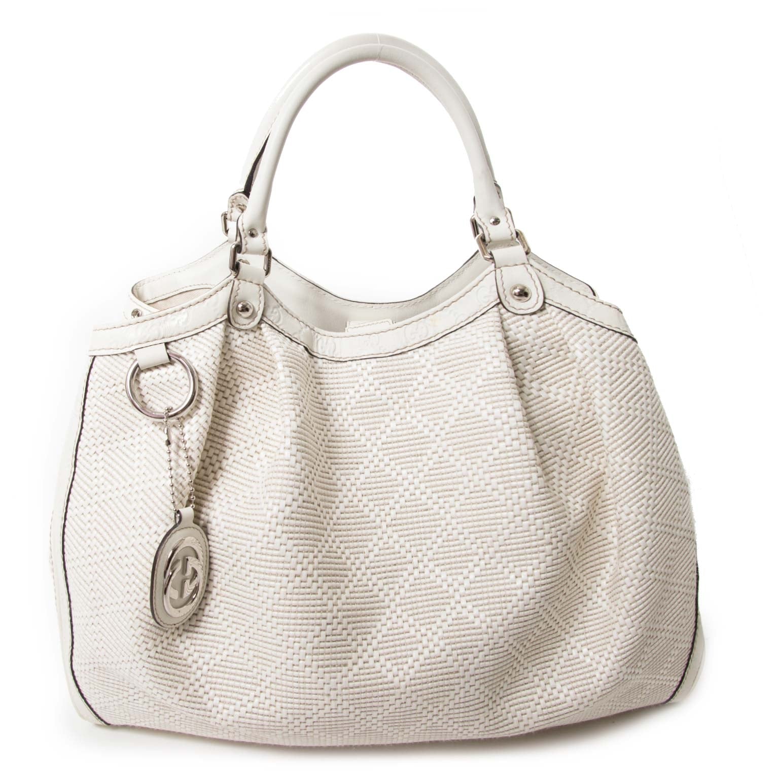 gucci ivory straw sukey bag now for sale at labellov vintage fashion webshop belgium