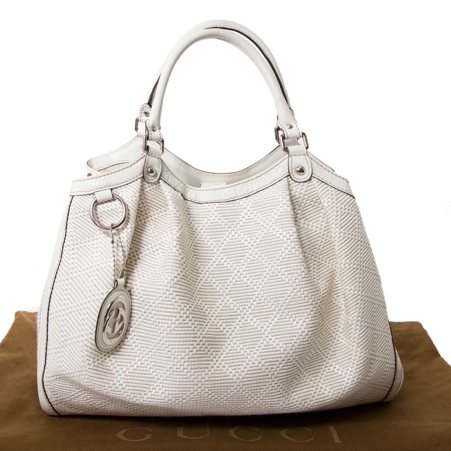 gucci ivory straw sukey bag now for sale at labellov vintage fashion webshop belgium