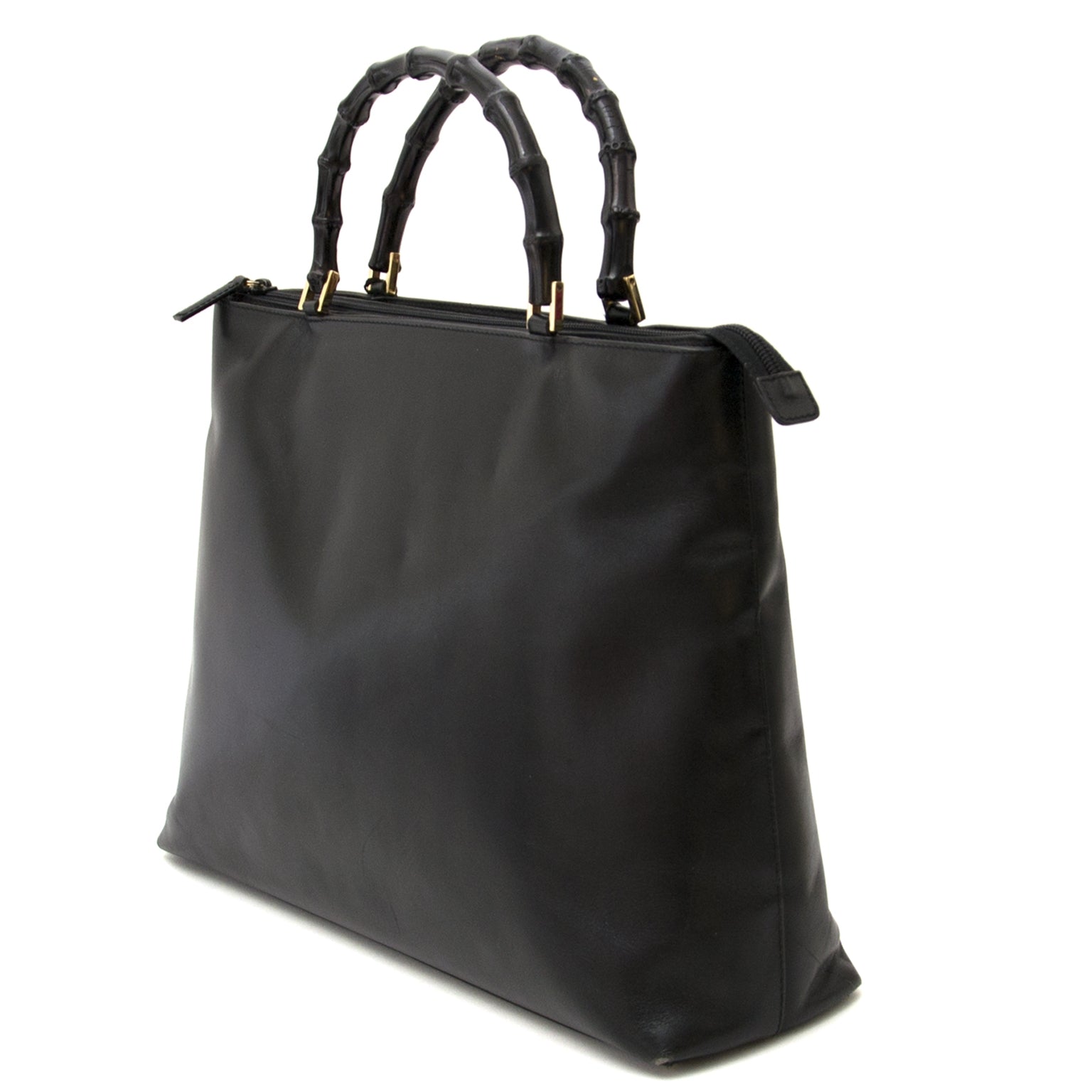 veilig online shoppen bij labellov vintage mode webshop met gucci bamboo zwarte bamboo tas