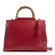 Authentic second-hand vintage Gucci Red Medium Nymphaea Top Handle Bag buy online webshop LabelLOV
