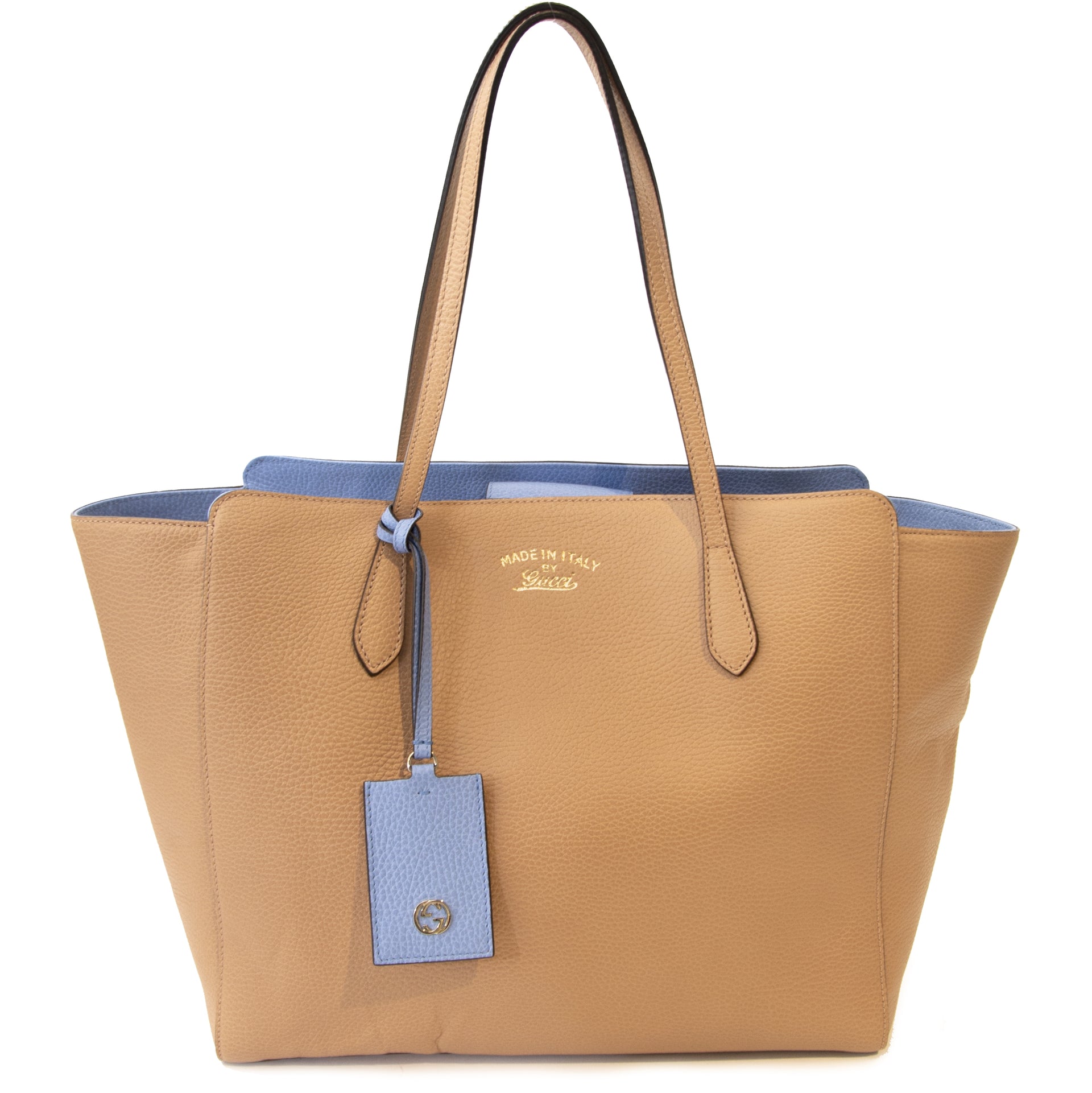 We buy and sell your authentic Gucci Swing Two Tone Beige and Blue Shopper Bag