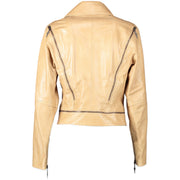 Versace Beige Leather Biker Jacket - size 40
