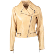 Versace Beige Leather Biker Jacket - size 40