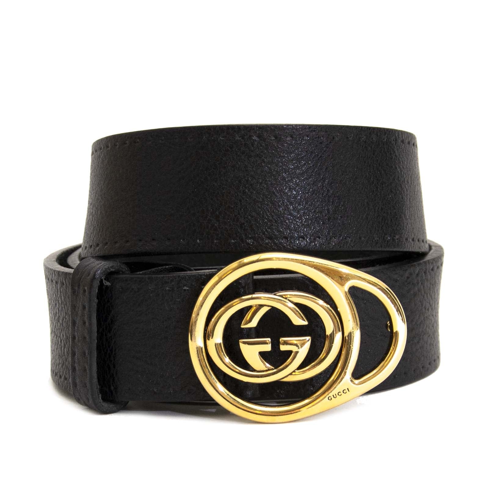 Gucci GG Black Leather Belt - Size 100 Koop tweedehands vintage Gucci in België